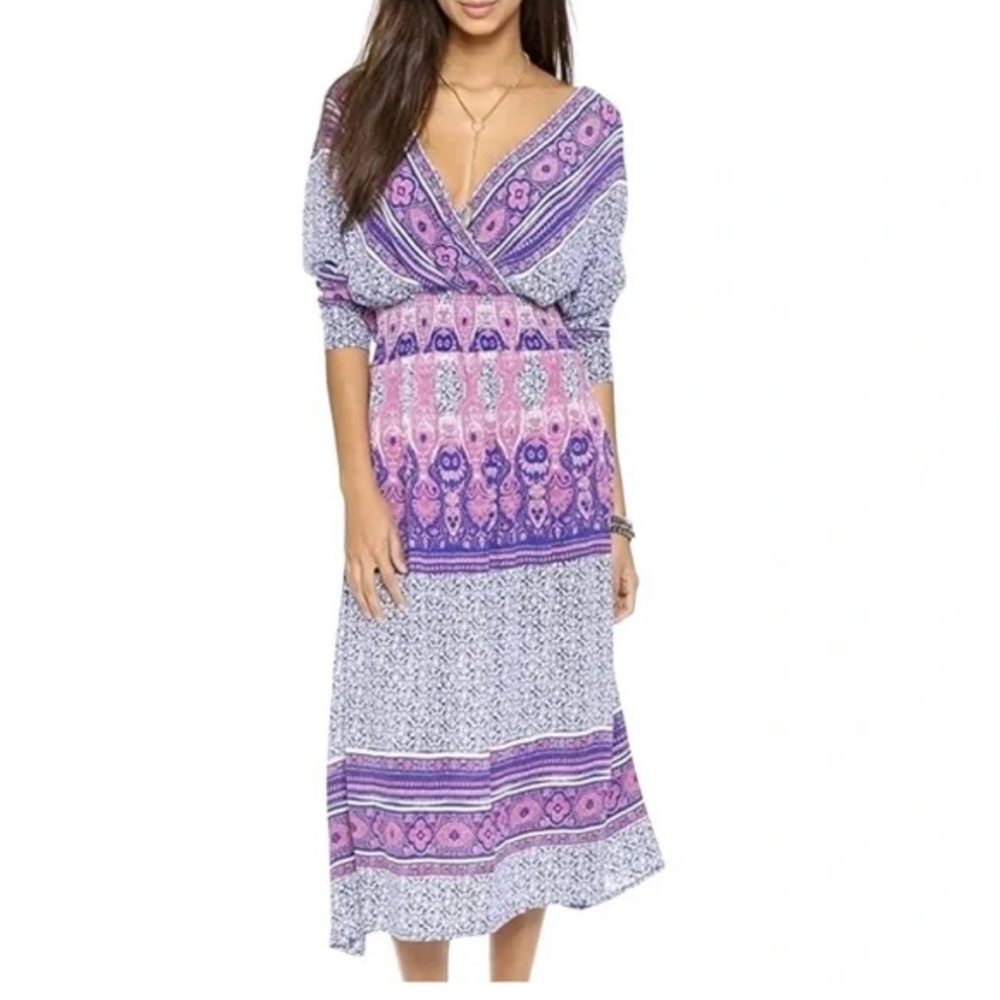 Free People Purple and Pink Midi Dress